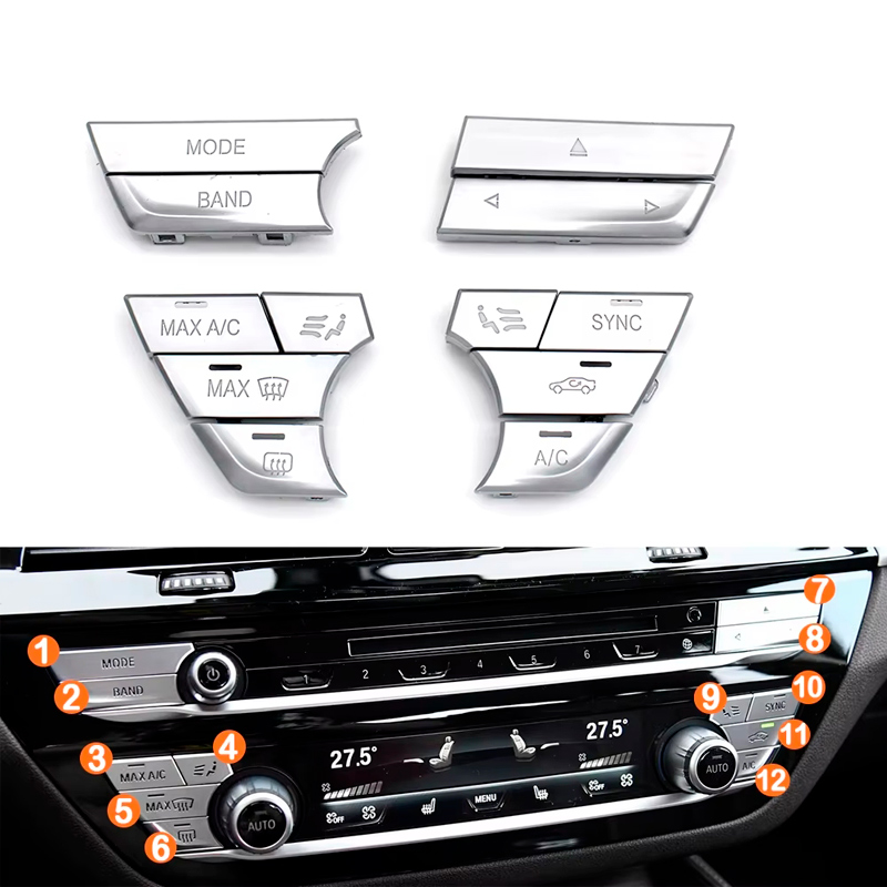 Кнопки управління клімат контролем на BMW 5 6 7 Series G30 G11 G12 G32 сріблястого кольору 61316834463